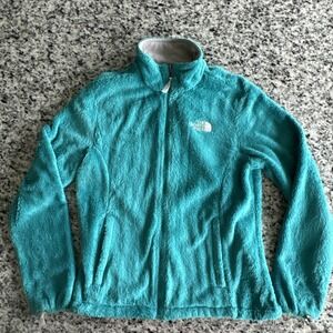 The North Face‎ Jacket Womens Medium Teal Blue Full Zip Soft Fur Fleece Fuzzy